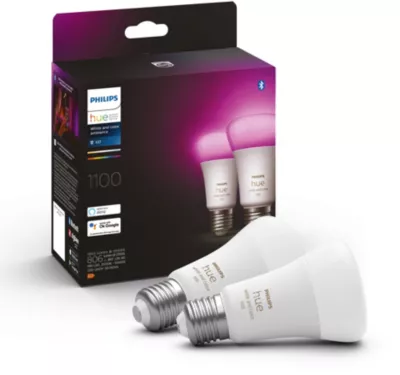 Ampoule LED connectée PHILIPS HUE W&C E27 75W x2 
