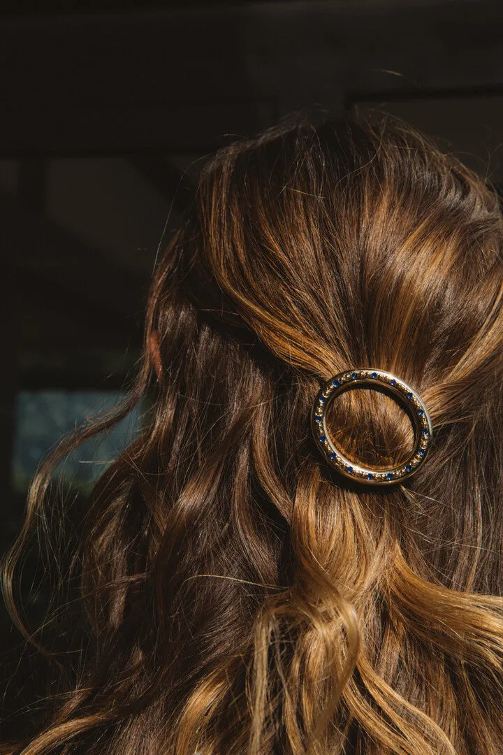Barrette Rythme doré et bleu