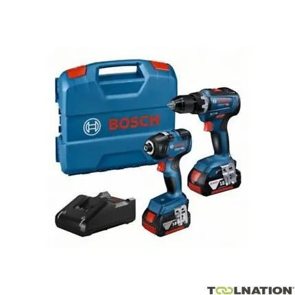 Bosch Bleu 06019J2108 Bosch Combipack GSR 18V-55 perceuse sans fil + GDR 18V-200 visseuse à chocs 18V 4.0AH en coffret
