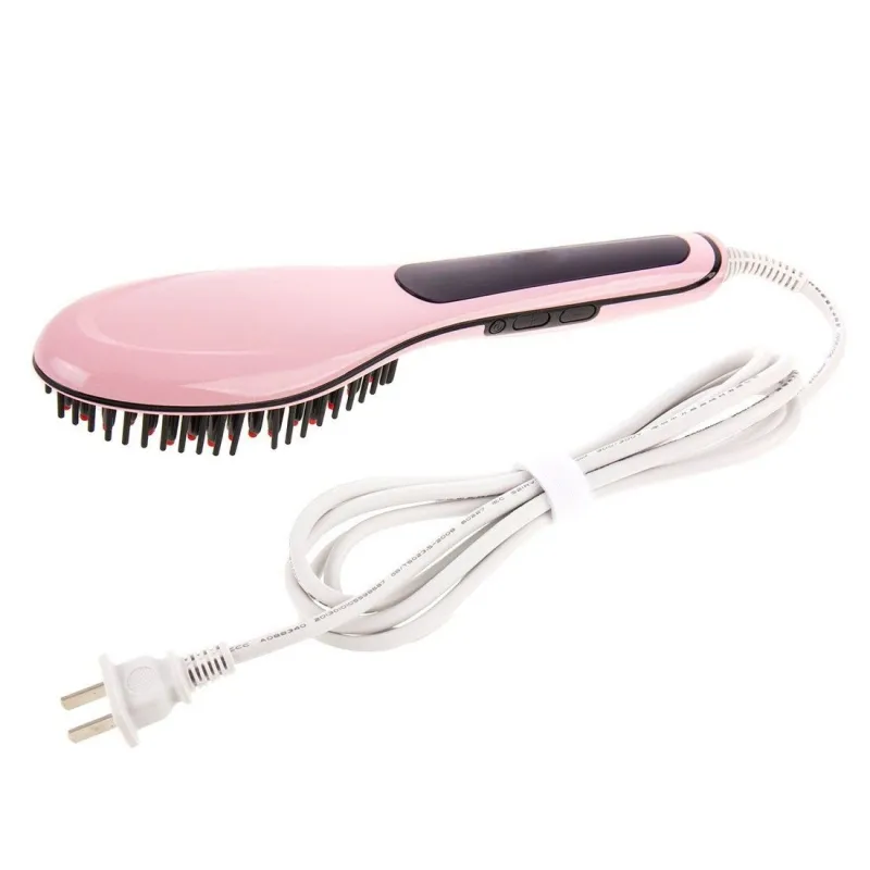 Brosse chauffante lissante Design Céramique 2 en 1 LCD Rose