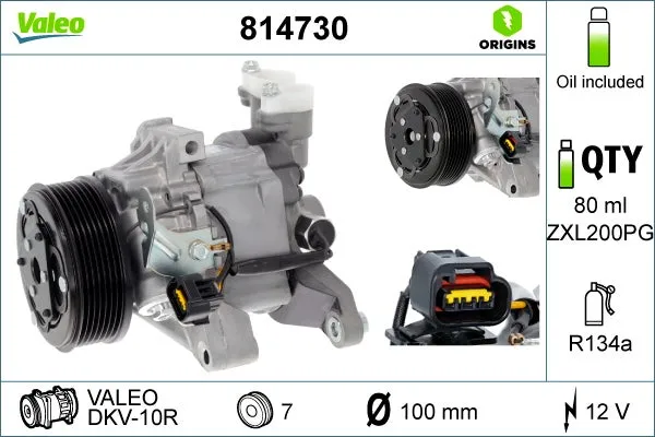 Compresseur, climatisation VALEO 814730 