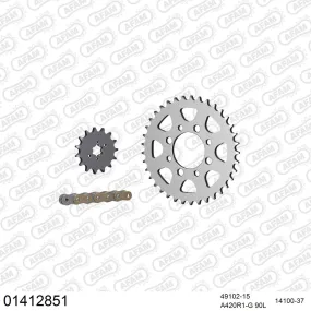 Kit chaine 420 AFAM - Couronne acier - Type de chaine au choix - SUZUKI DRZ 110 2003-2005