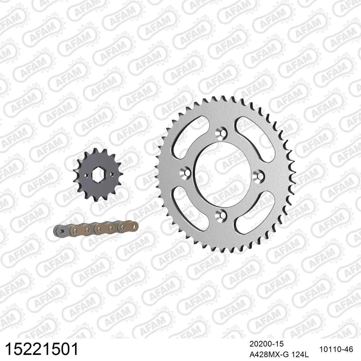 Kit chaine 428 AFAM - Couronne acier - Type de chaine au choix - AJP AJP 200 PR3 ENDURO PRO 2008-2011