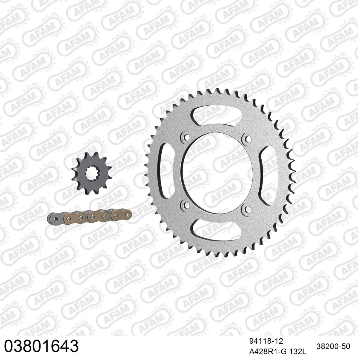 Kit chaine 428 AFAM - Couronne acier - Type de chaine au choix - BETA 50 RR SM 2012-2017