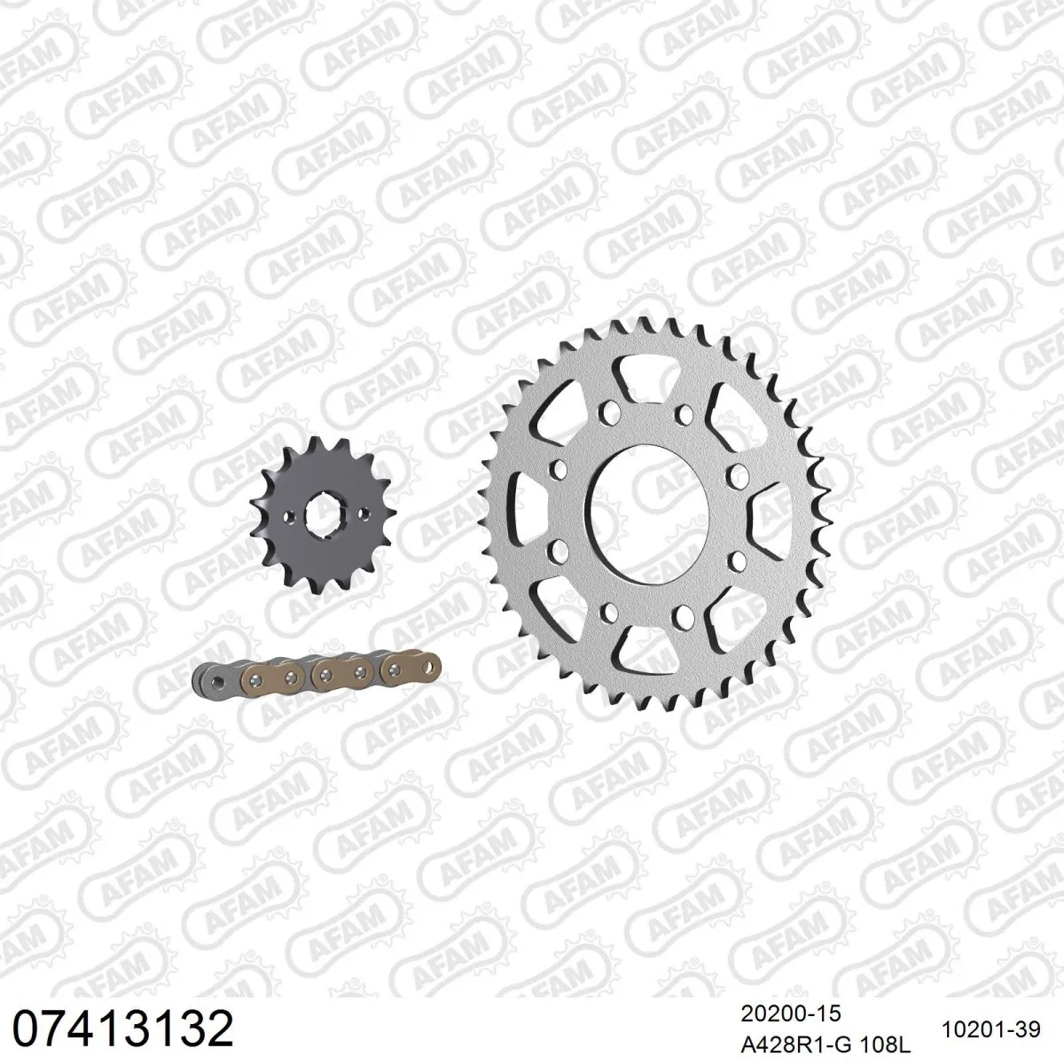 Kit chaine 428 AFAM - Couronne acier - Type de chaine au choix - KYMCO 125 PULSAR 1999-2008