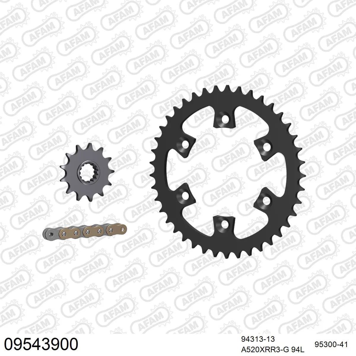 Kit chaine 520 AFAM - Couronne acier - Type de chaine au choix - GAS GAS 400 QUAD 4T 2003
