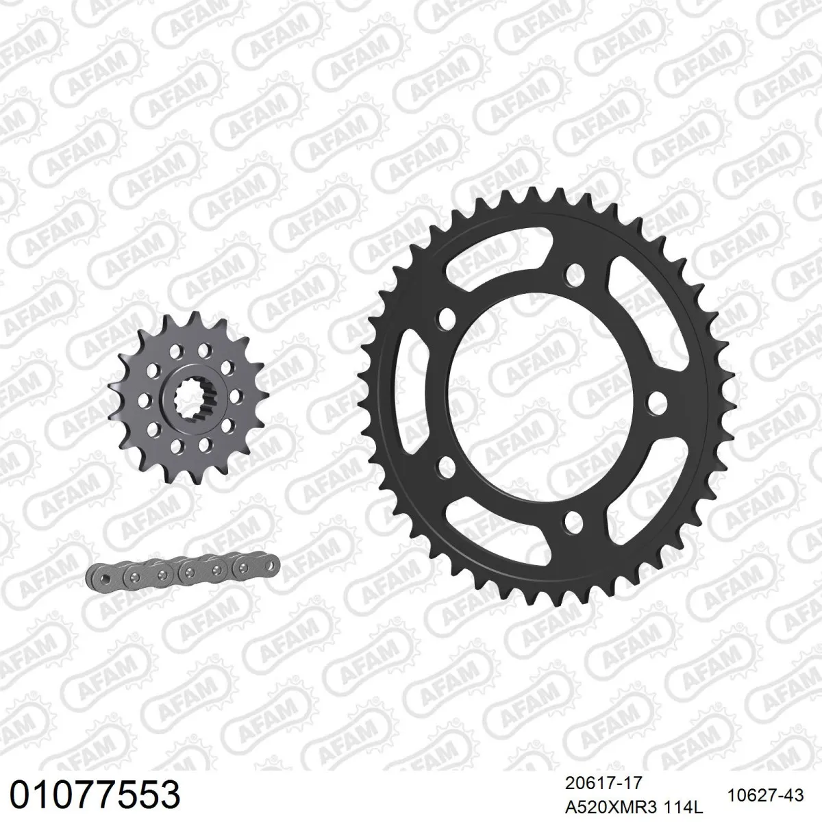 Kit chaine 520 AFAM - Couronne acier - Type de chaine au choix - HONDA NC 750 X 2014-2020