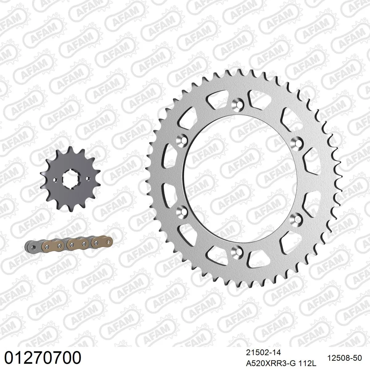 Kit chaine 520 AFAM - Couronne acier - Type de chaine au choix - YAMAHA TT 600 1984-1992