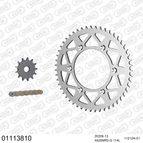 Kit chaine 520 AFAM - Couronne alu anti-boue - Type de chaine au choix - HONDA CR 125 R 1998-1999