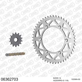 Kit chaine 520 AFAM - Couronne alu anti-boue - Type de chaine au choix - HUSQVARNA TE 510 2004-2010