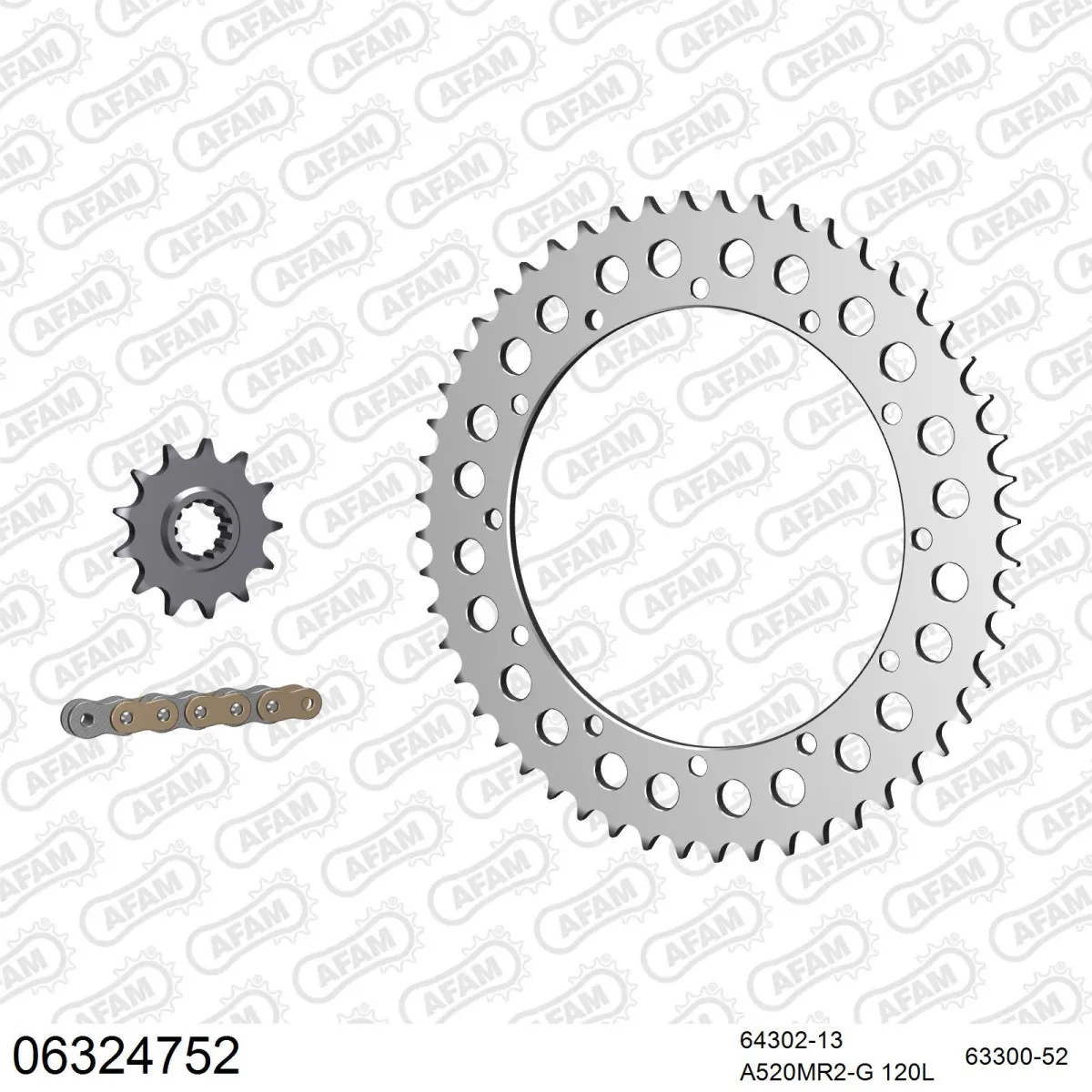 Kit chaine 520 AFAM - Couronne alu anti-boue - Type de chaine au choix - HUSQVARNA XC 240 1985