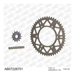Kit chaine 520 AFAM - Couronne alu anti-boue - Type de chaine au choix - KTM EXC F 250 2010-2014
