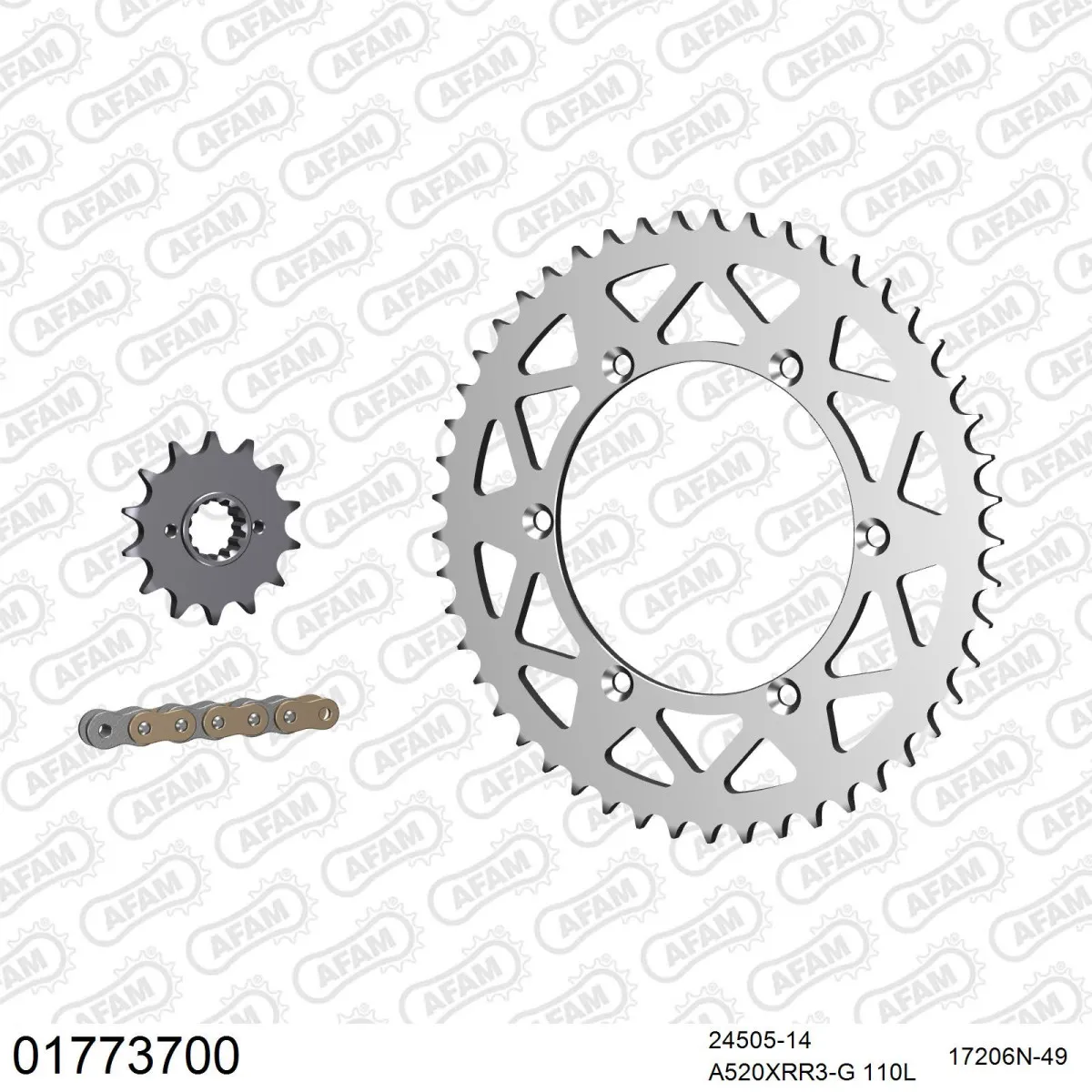Kit chaine 520 AFAM - Couronne alu - Type de chaine au choix - KAWASAKI KLX 650 R D1-D6 1993-2001