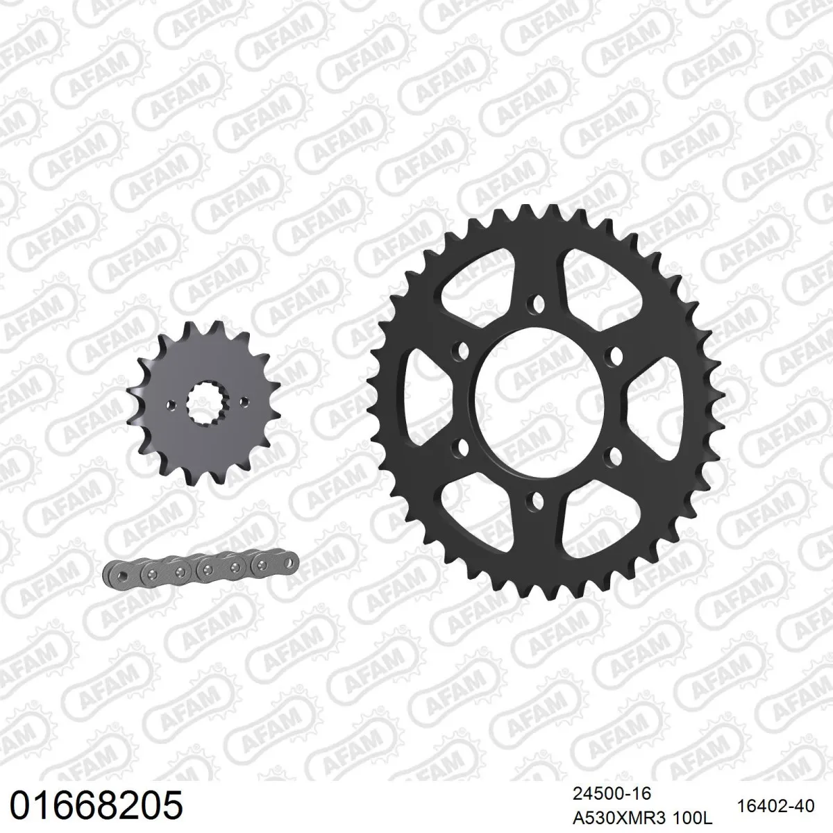 Kit chaine 530 AFAM - Couronne acier - Type de chaine au choix - KAWASAKI Z 550 B2-3 1981-1982