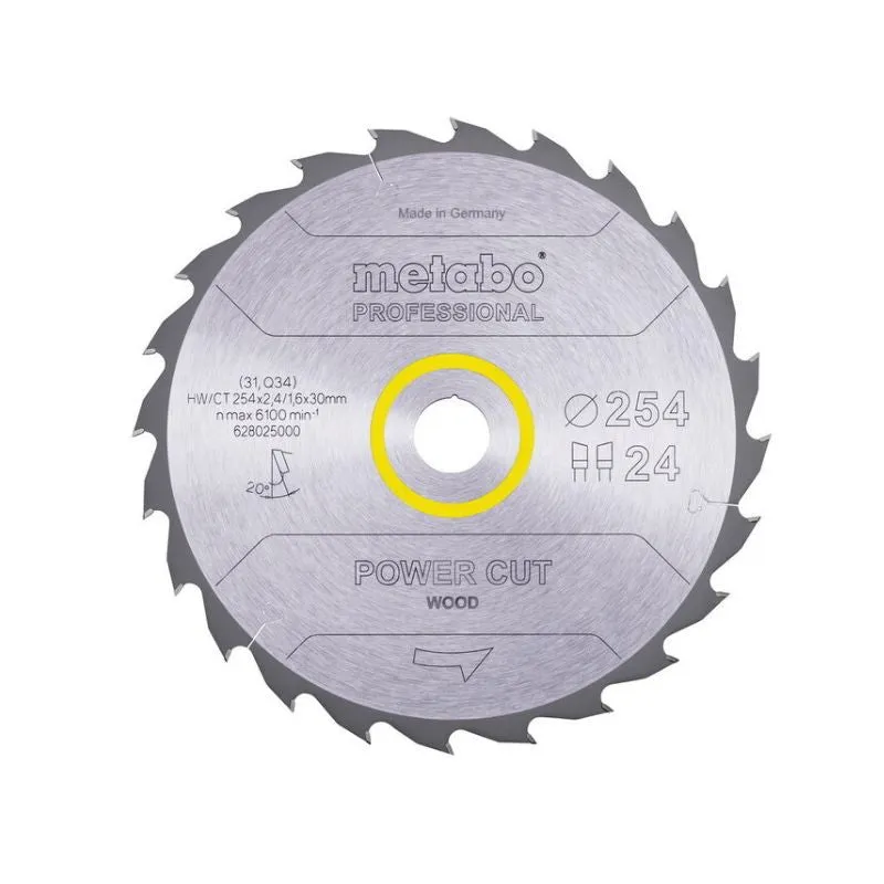 Lame de scie circulaire METABO Pro Power Cut Wood 628025000 - HW/CT - 254x30mm - 24WZ - 20°