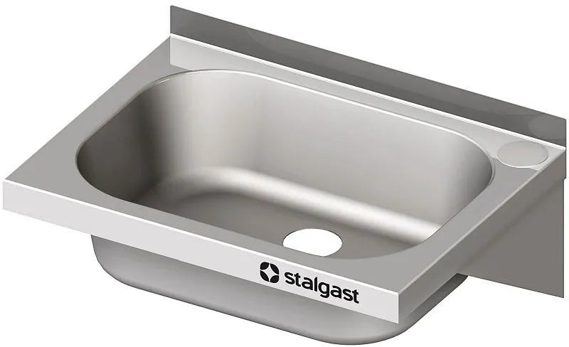Lave-mains mural Stalgast 400x410x240 mm avec écran de lavabo à trois côtés robinet et minuterie avec dosseret soudé VHW04400A a