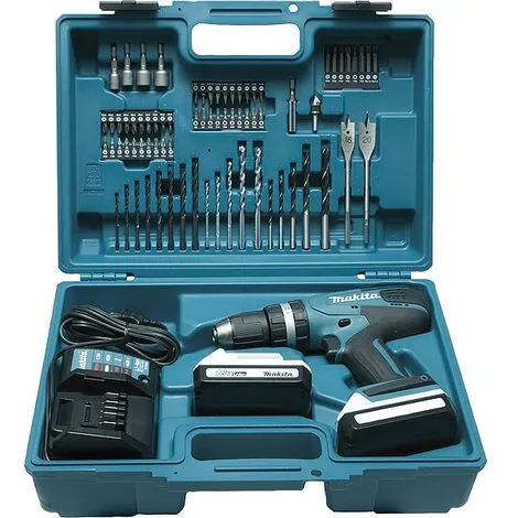 Makita HP457DWE10 Perceuse Visseuse à Percussion 18 V 1.5Ah + Kit D'accessoire » 