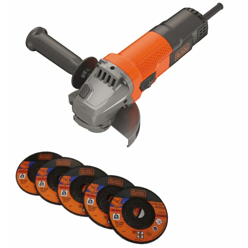 Meuleuse d'angle 750W 115mm livré avec 5 disques Black + Decker BEG110A5