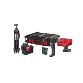 Milwaukee M12 3PLSKIT-401P Laser Vert 3 Lignes 360° 1x4.0Ah + Trépied + Coffret Packout (4933499379)