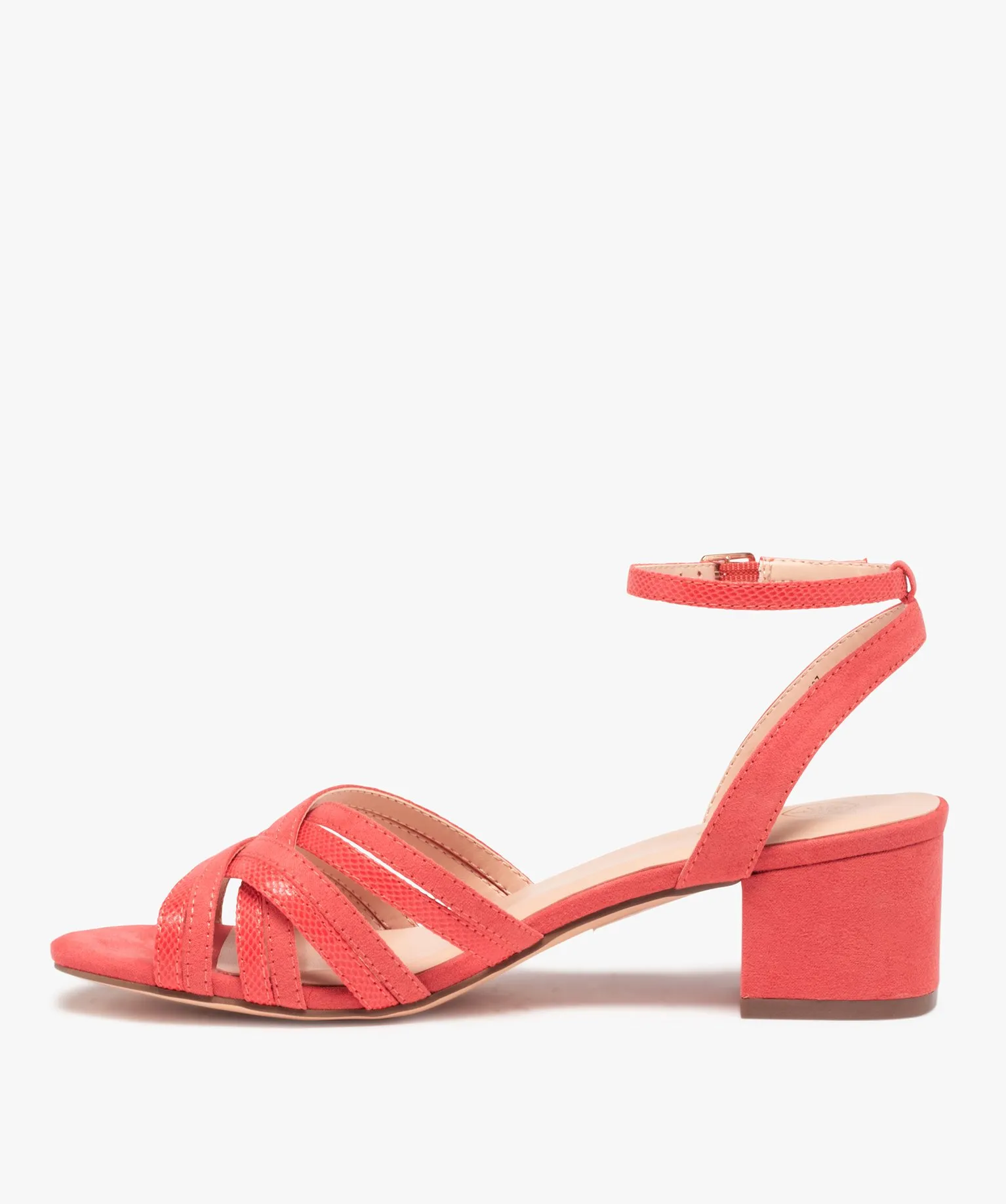 sandales femme a talon carre et fines brides croisees rose sandales a talon