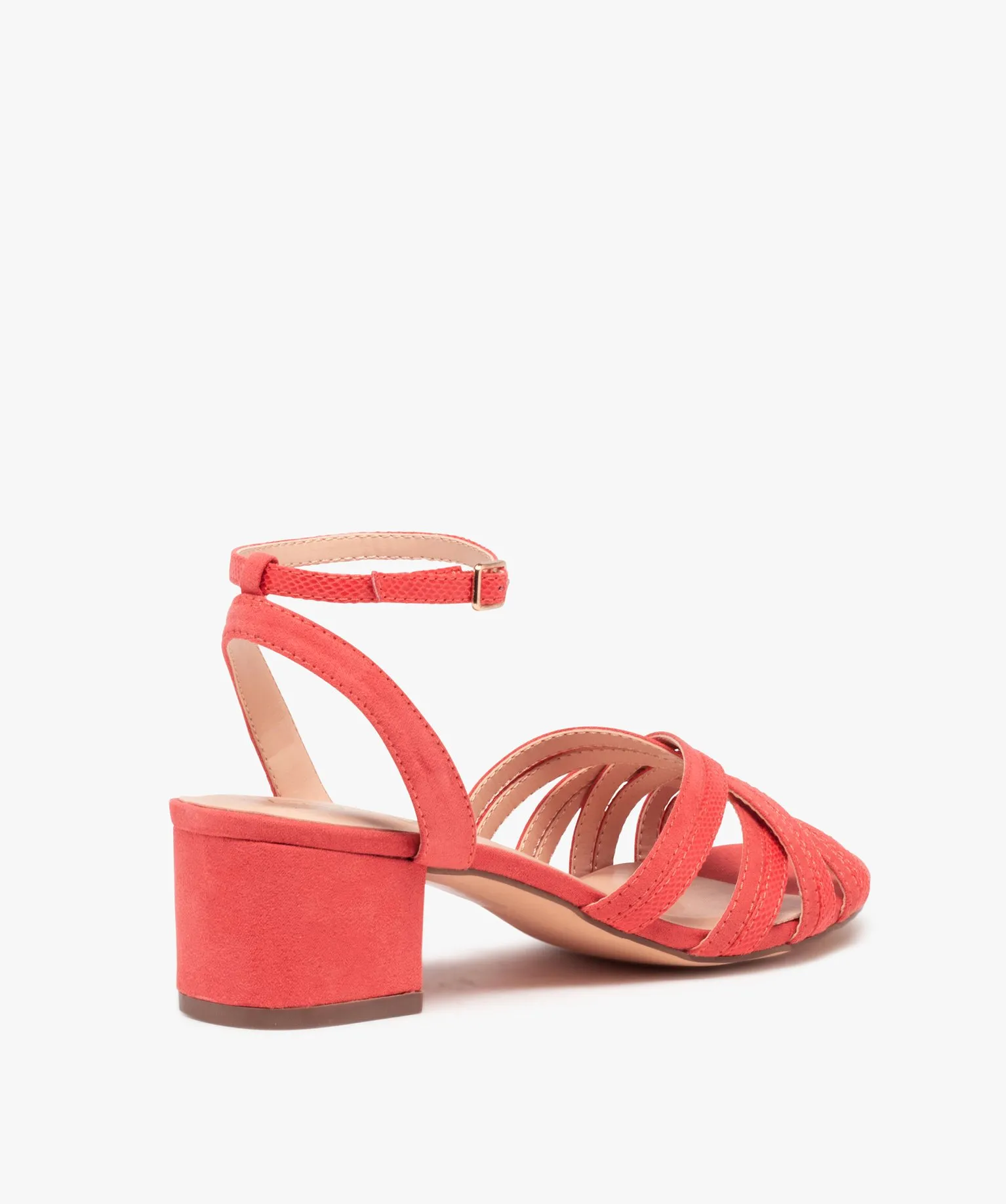 sandales femme a talon carre et fines brides croisees rose sandales a talon
