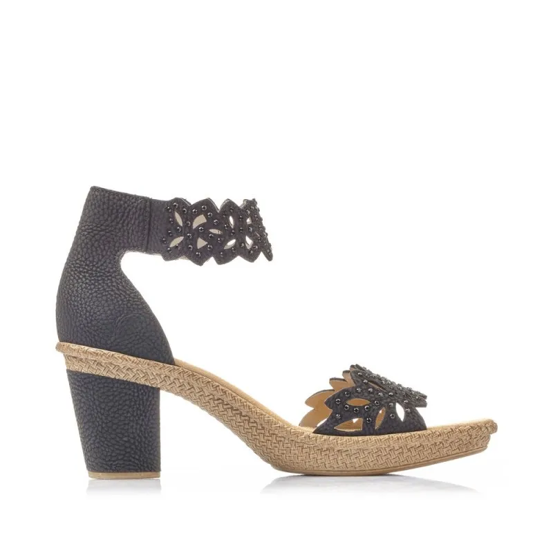 Sandales talon RIEKER 66555 noir