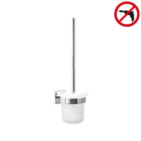 Tesa  Ekkro Brosse WC en verre avec support mural en métal, Chrome, pose facile sans perçage (40233-00000-00)