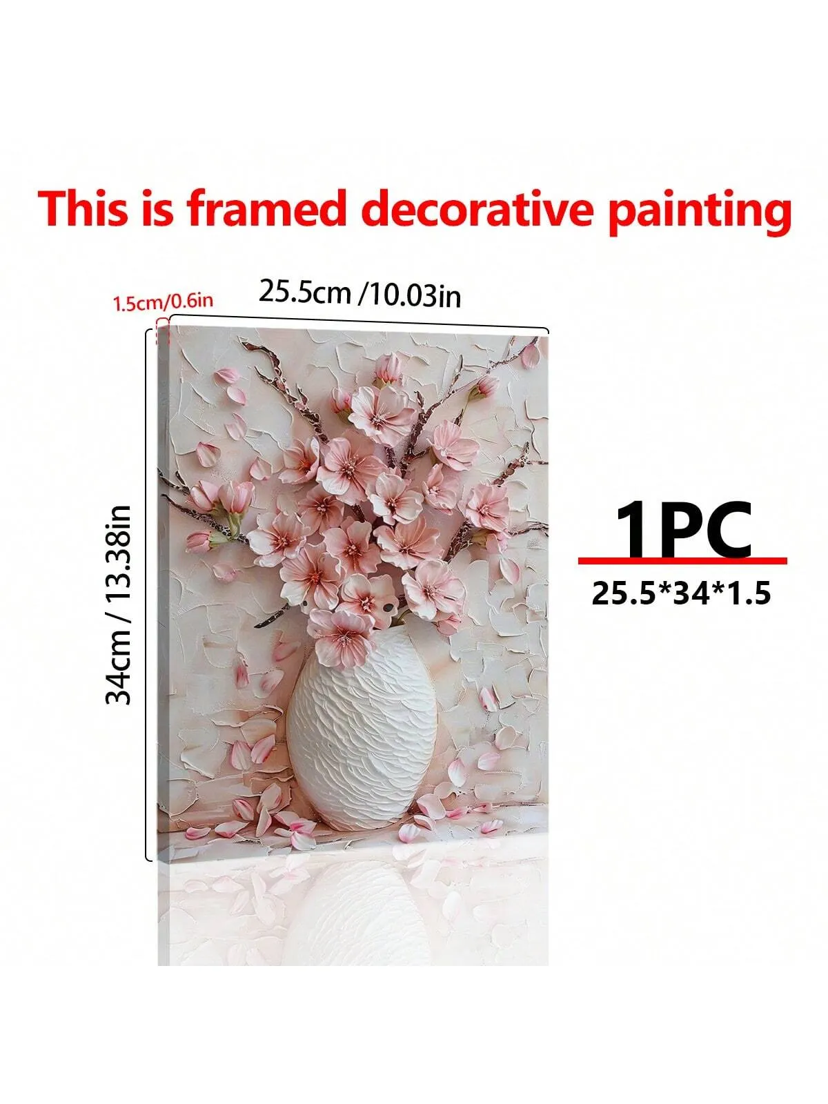 Vase à Fleurs Rose Envotant sur Toile - Décoration Murale légante Encadrée